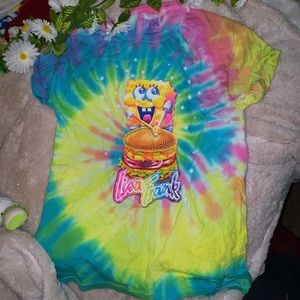 Lisa Frank x Spongebob tie dye t shirt 🌈 large